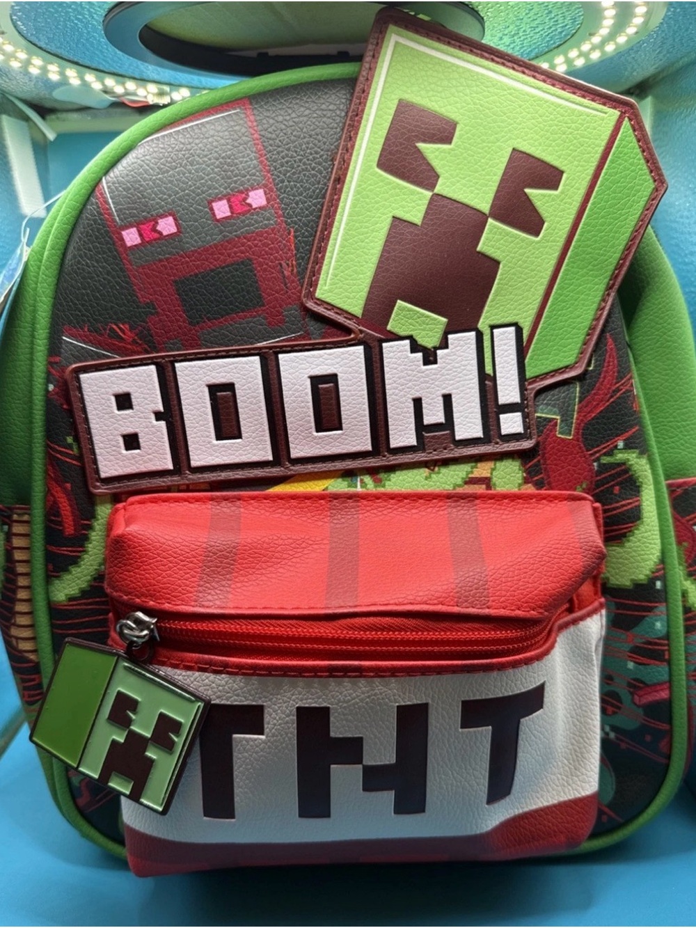 Minecraft Explosion Boom! TNT Faux Leather Mini Backpack, Green Bag Back Pack